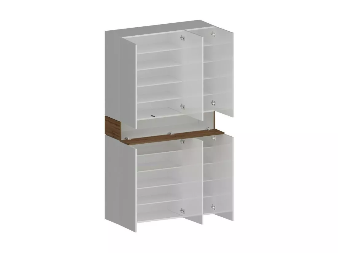 Étagère à chaussures Marzio, étagère à chaussures peu encombrante à 7 portes, armoire d'entrée multifonctionnelle, 114x38h200 cm, blanc et chêne