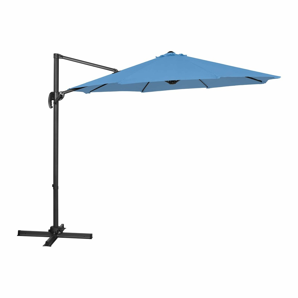 Parasol déporté rond diamètre 300 cm inclinable et pivotant bleu
