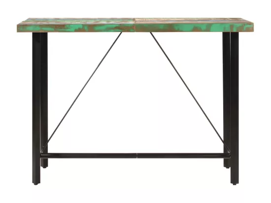 Table de bar 150x70x107 cm bois massif de récupération et fer