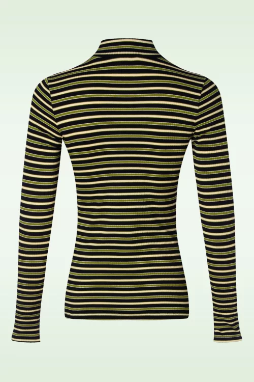 King Louie Pimm stripe turtle top in woodbine groen