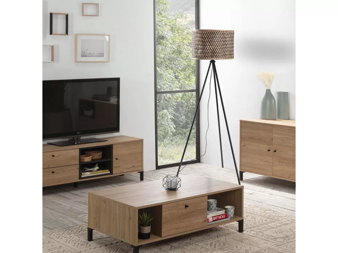 Lampadaire Hanae en bambou, hauteur 158 cm