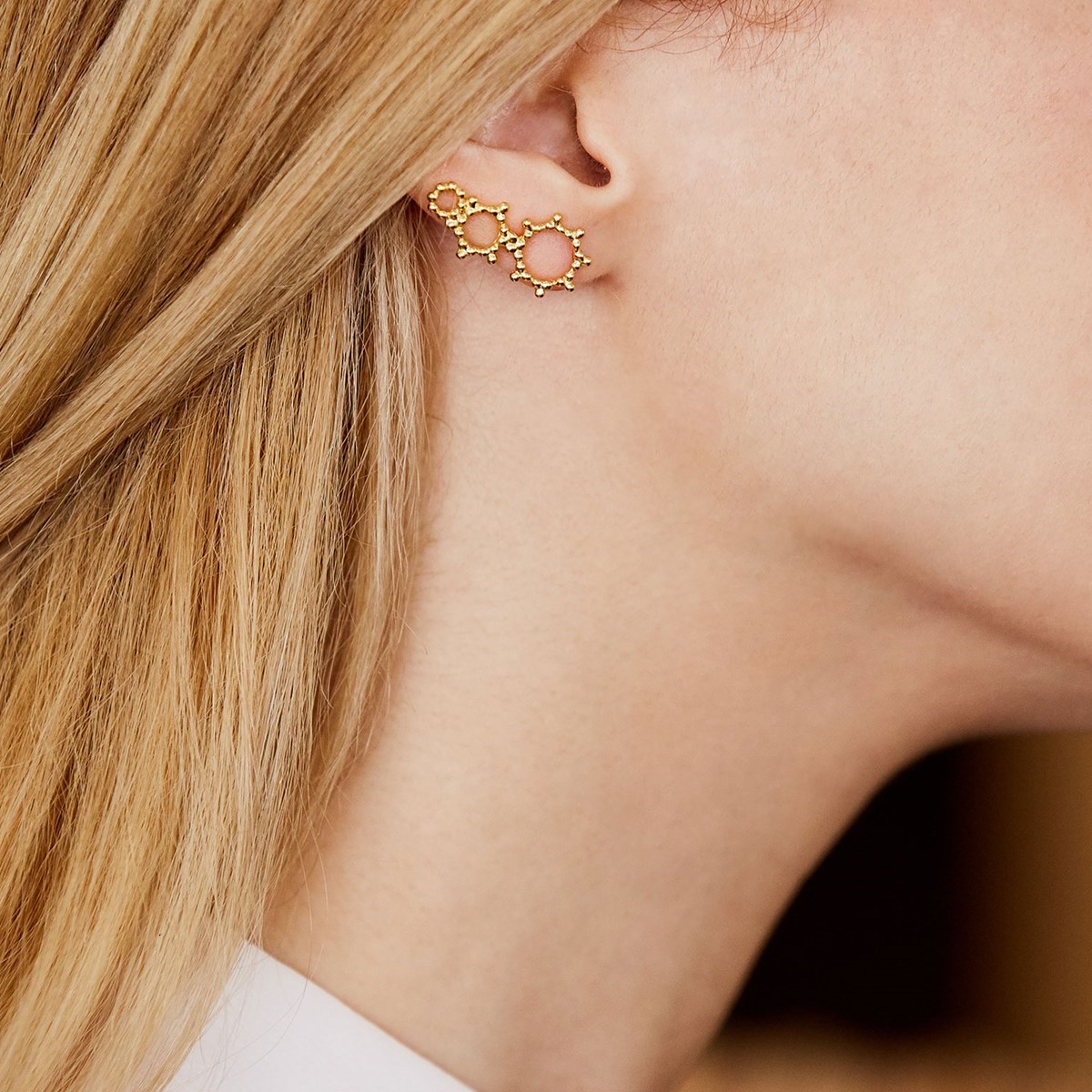 Boucle d'oreille unique vermeil dégradé de soleils