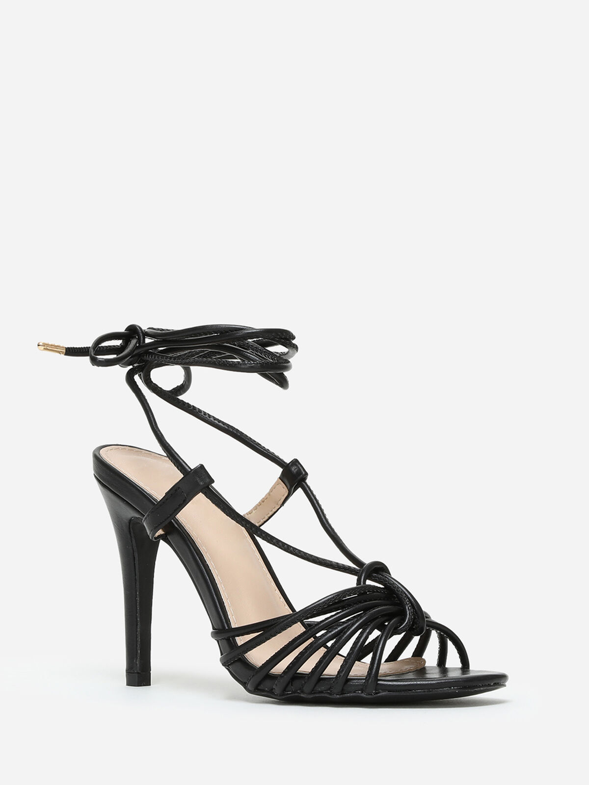 Sandales à brides et lanières croisées- Noir