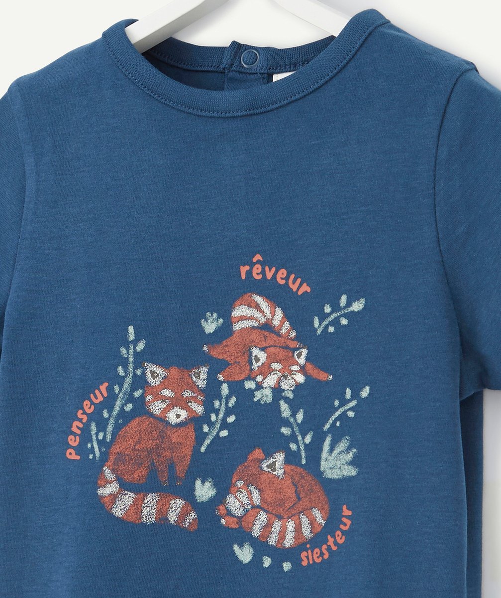 LE T-SHIRT BLEU MARINE EN FIBRES RECYCLÉES AVEC FLOCAGE RENARD