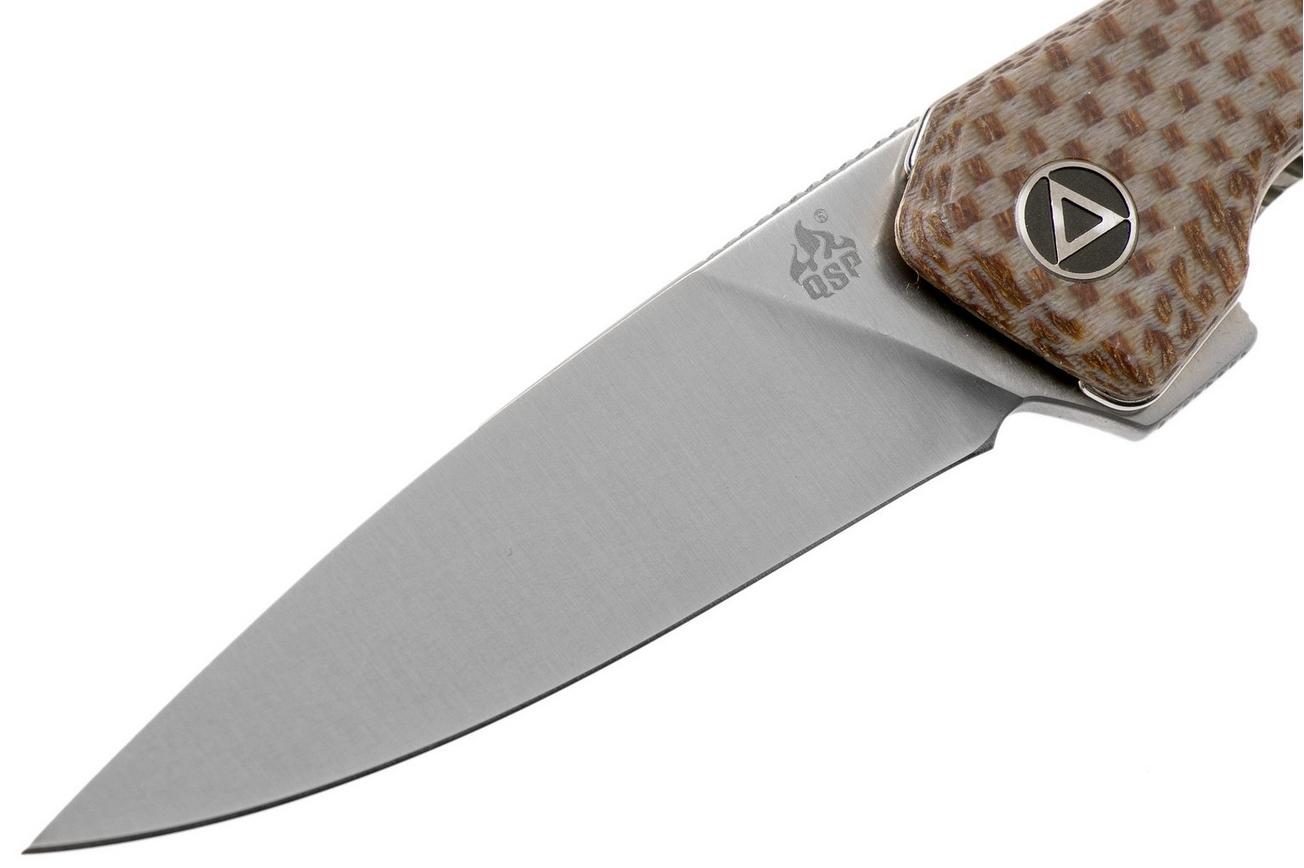 QSP Knife Leopard QS135-D Brown Texture Micarta, Satin, zakmes