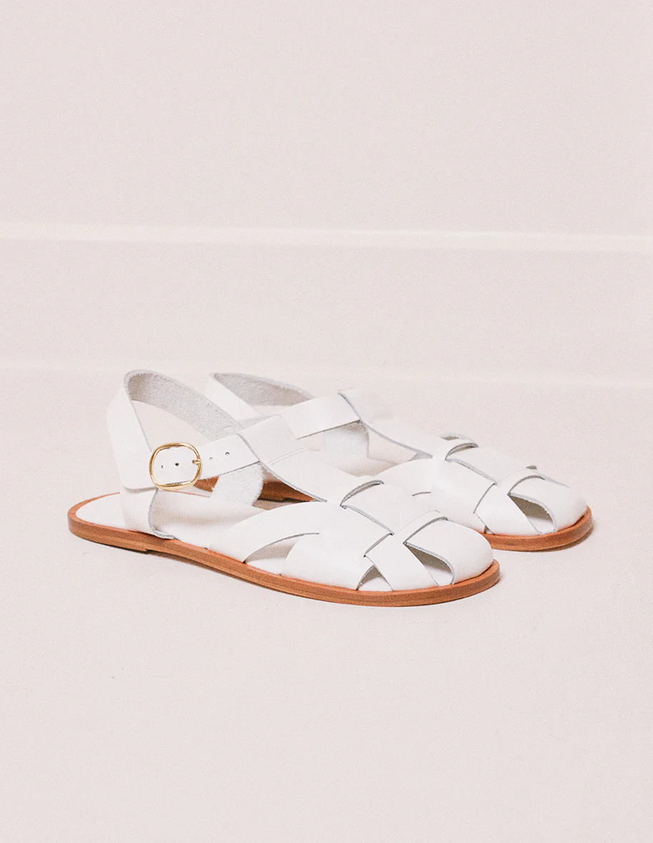 Sandales plates Solange - Cuir écru