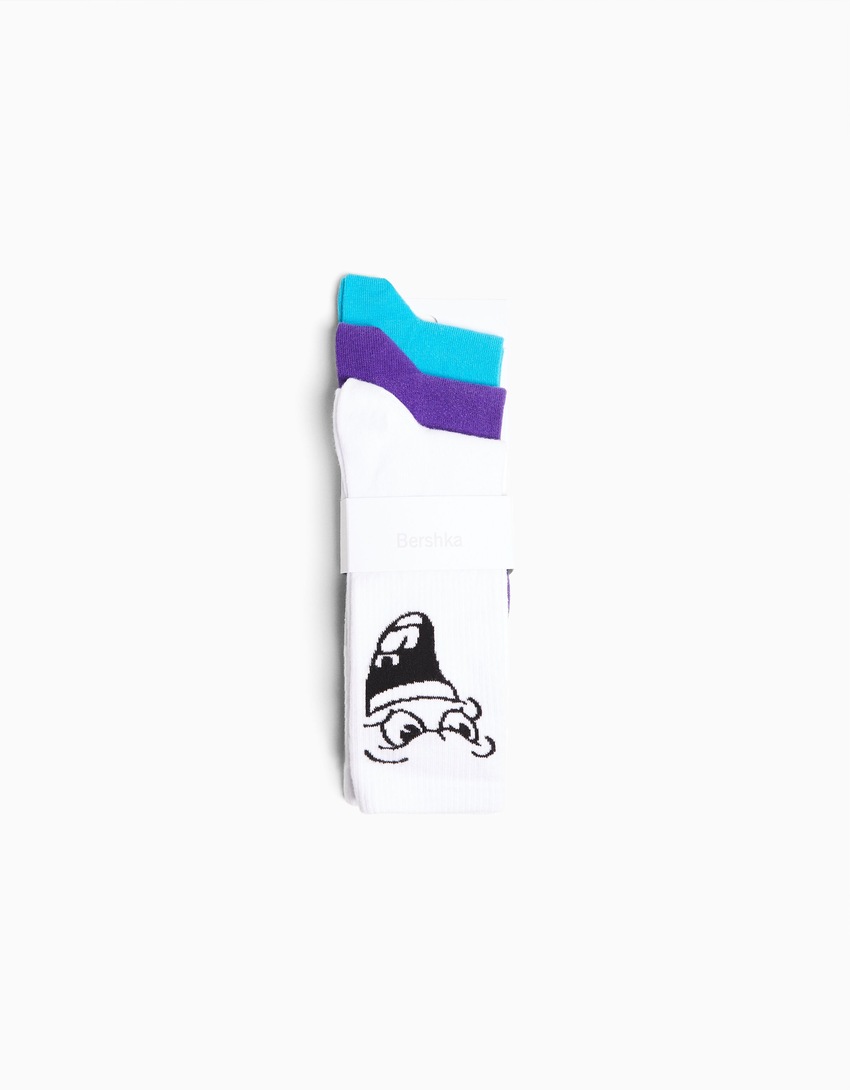 Pacote com 3 pares de meias estampadas