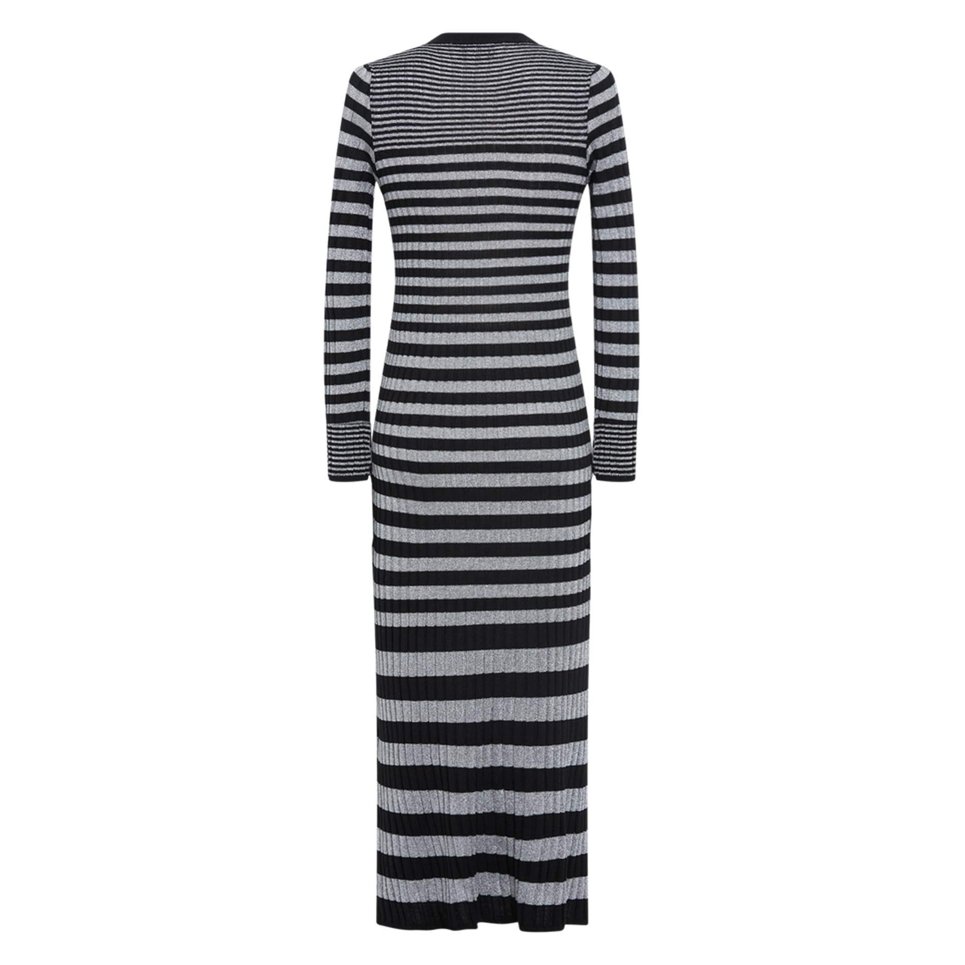 Robe longue col rond en laine mélangée | Argent