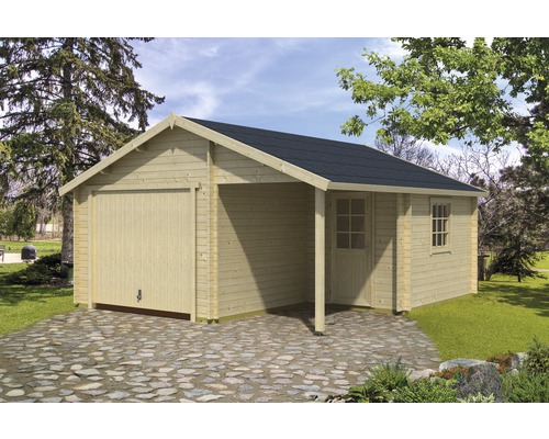 Enkele garage Nevis met kanteldeur, 500 x 550 cm, natuurlijke afwerking