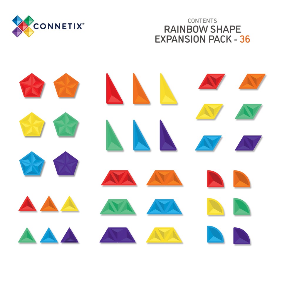Connetix - Expansion Pack - magnetsæt 36 dele - rainbow (CT-R-00036-SE)