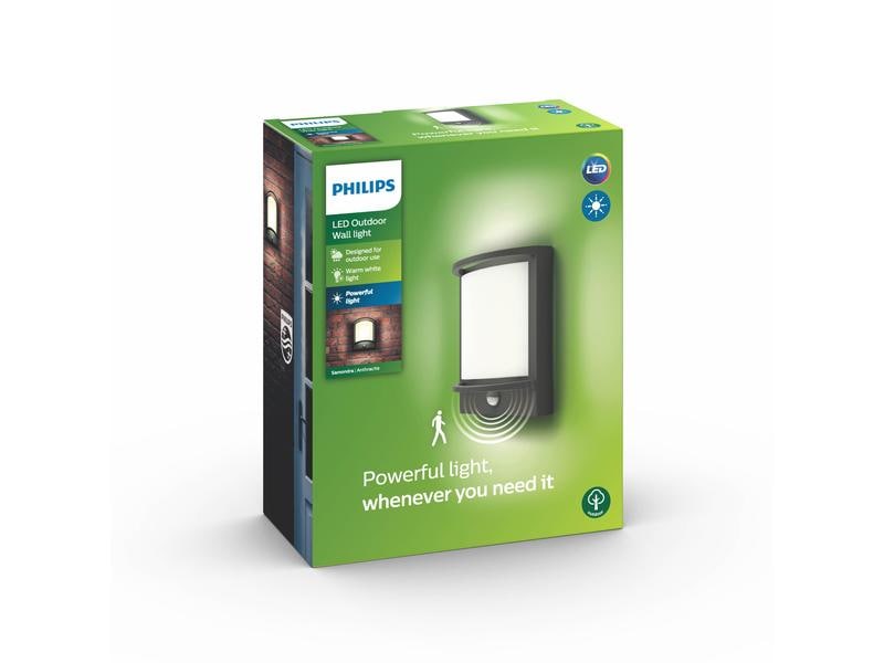 Philips Wandleuchte Samondra 12 W, 1200 lm, 2700 K, Anthraz MyGarden Wandleuchte für den Aussenbereich
