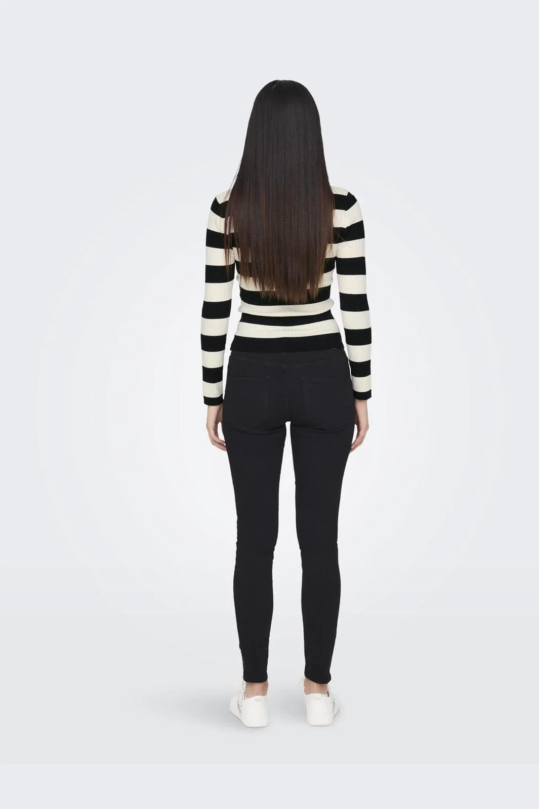 JDY JDYplum L/S O-Neck Pullover Knt 4149549 black w eggnog stripes