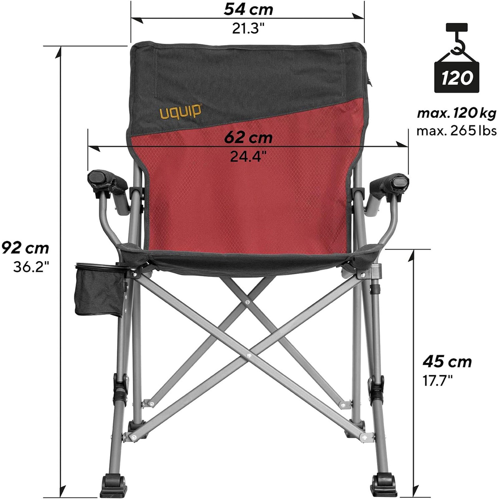 UQUIP Campingstuhl Roxy Strandstuhl Faltstuhl Klappstuhl Faltbar Stahl 120 kg Farbe: Blue/grey