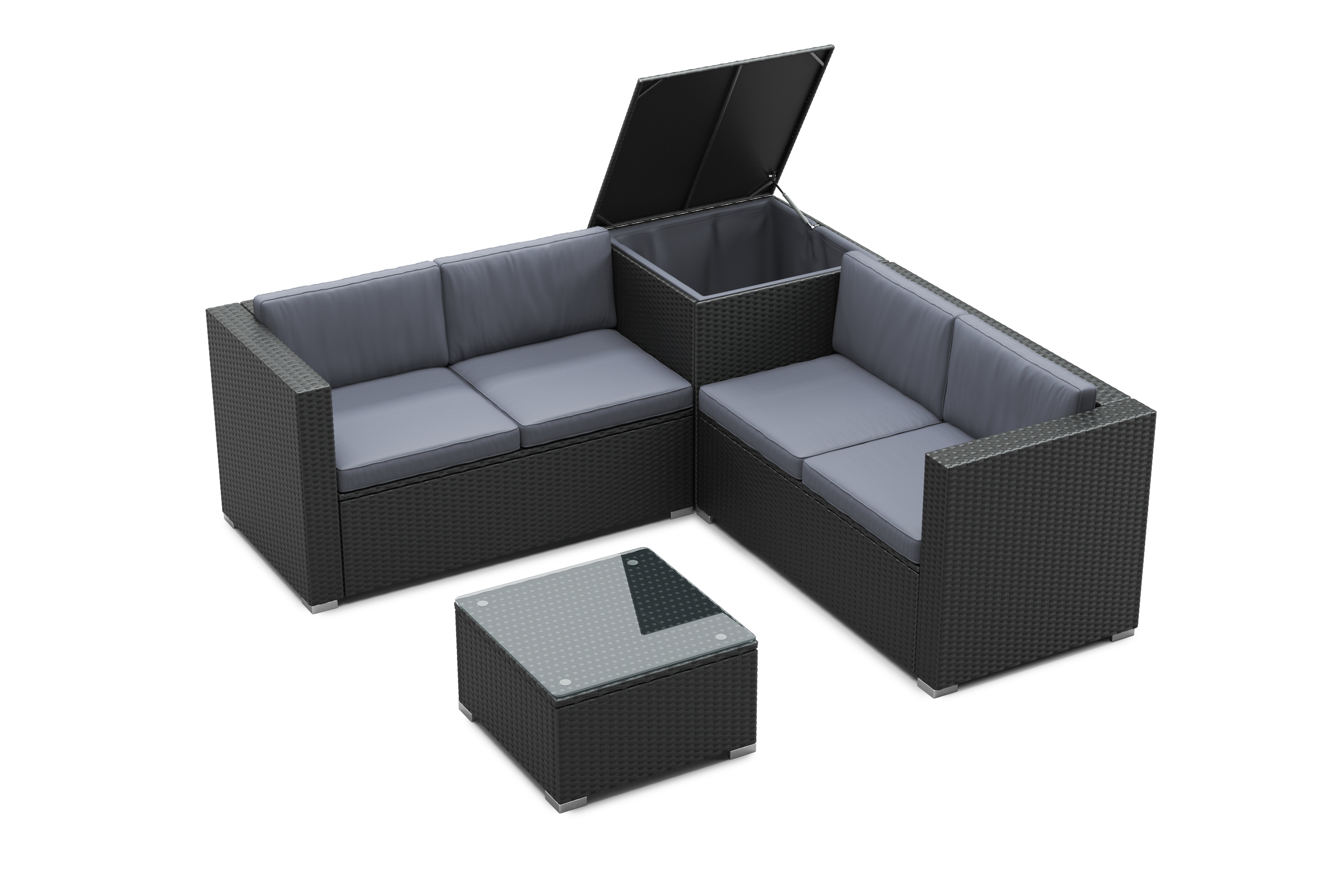 Rattanlounge SAN MARINO schwarz/anthrazit