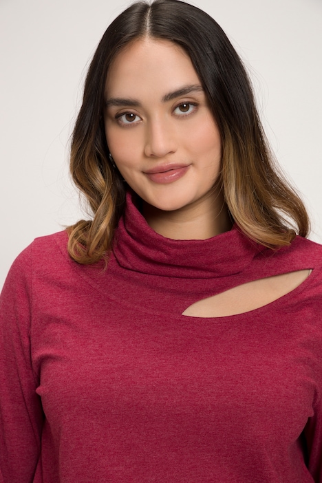 Shirt, Cut-Out, Classic, Stehkragen, Langarm
