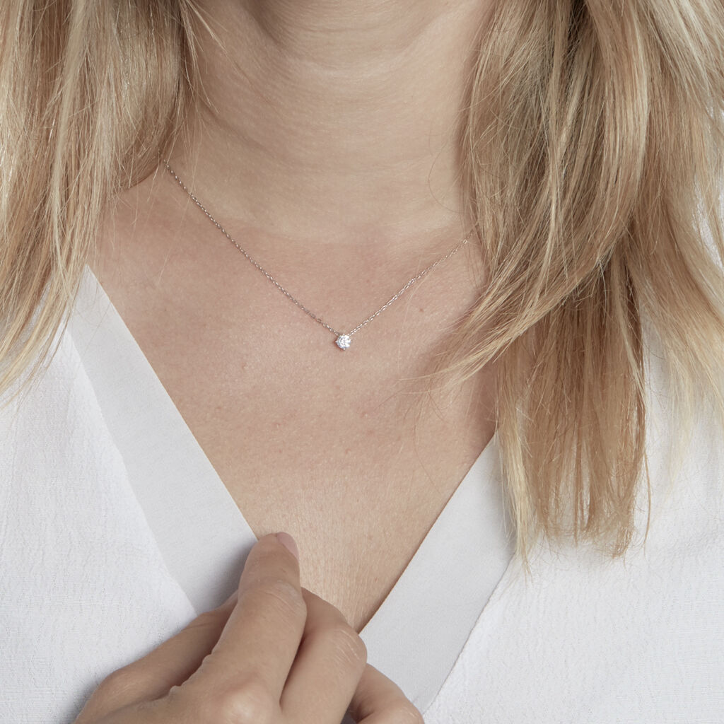 Collier Germinie Argent Blanc Oxyde De Zirconium