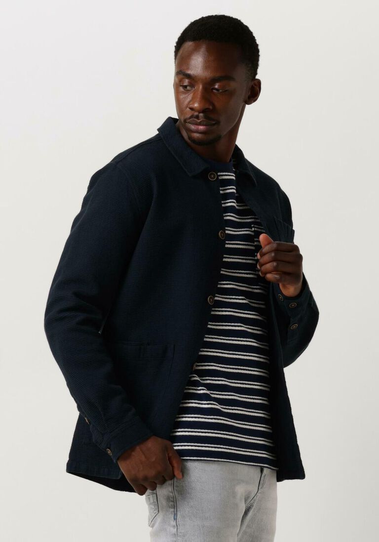 ANERKJENDT donkerblauwe anerkjendt overshirt akoscar structure overshirt