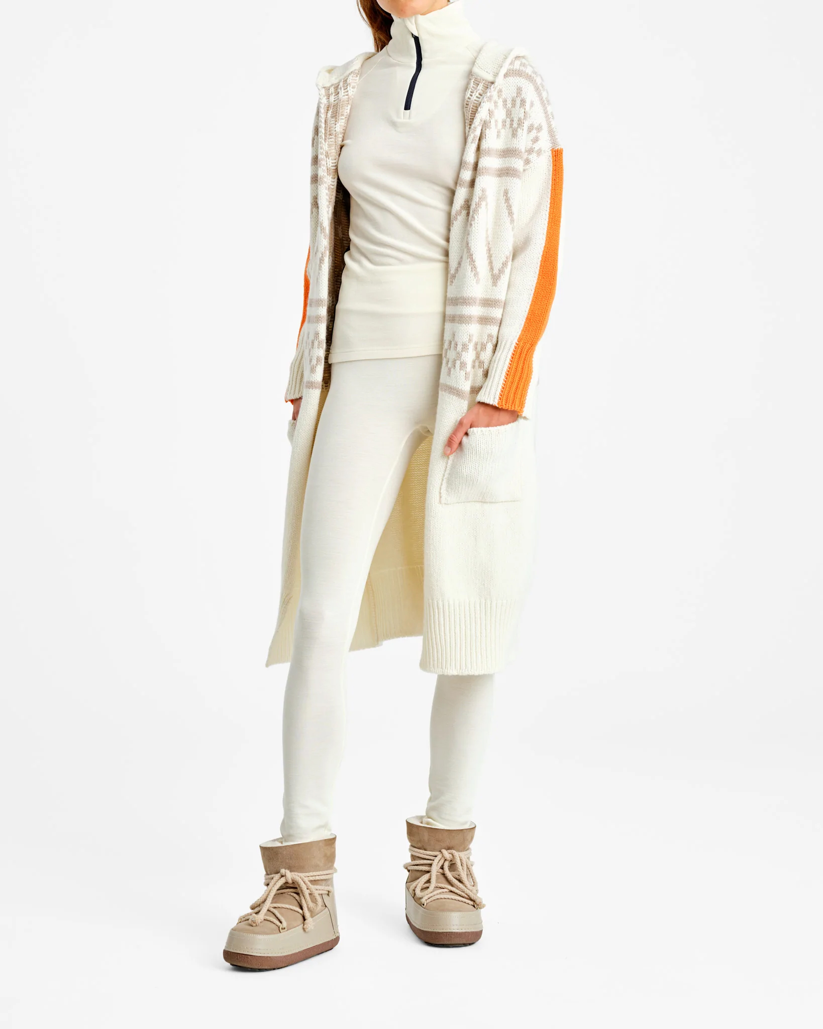 Setesdal Long Cardigan Dame Cream