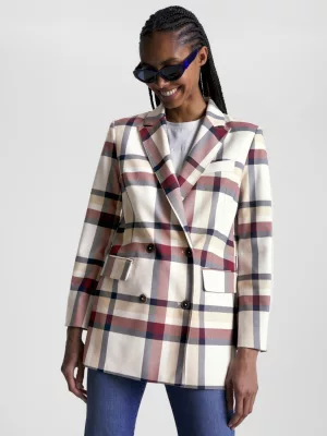 Blazer xadrez de abotoamento duplo