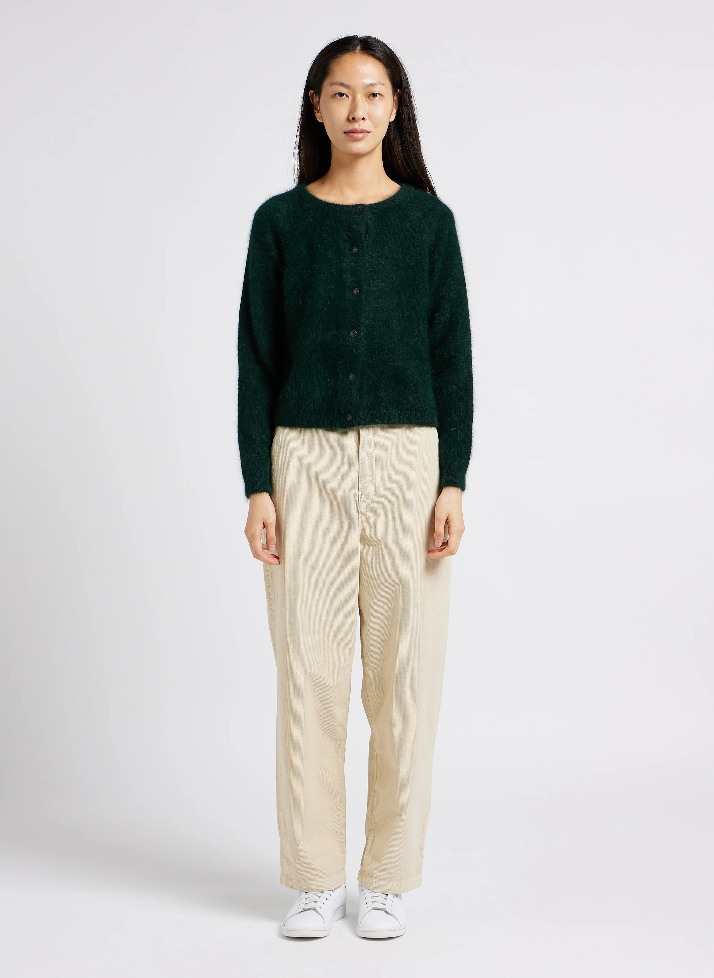 PASOP - Pantalon taille haute en coton | Blanc