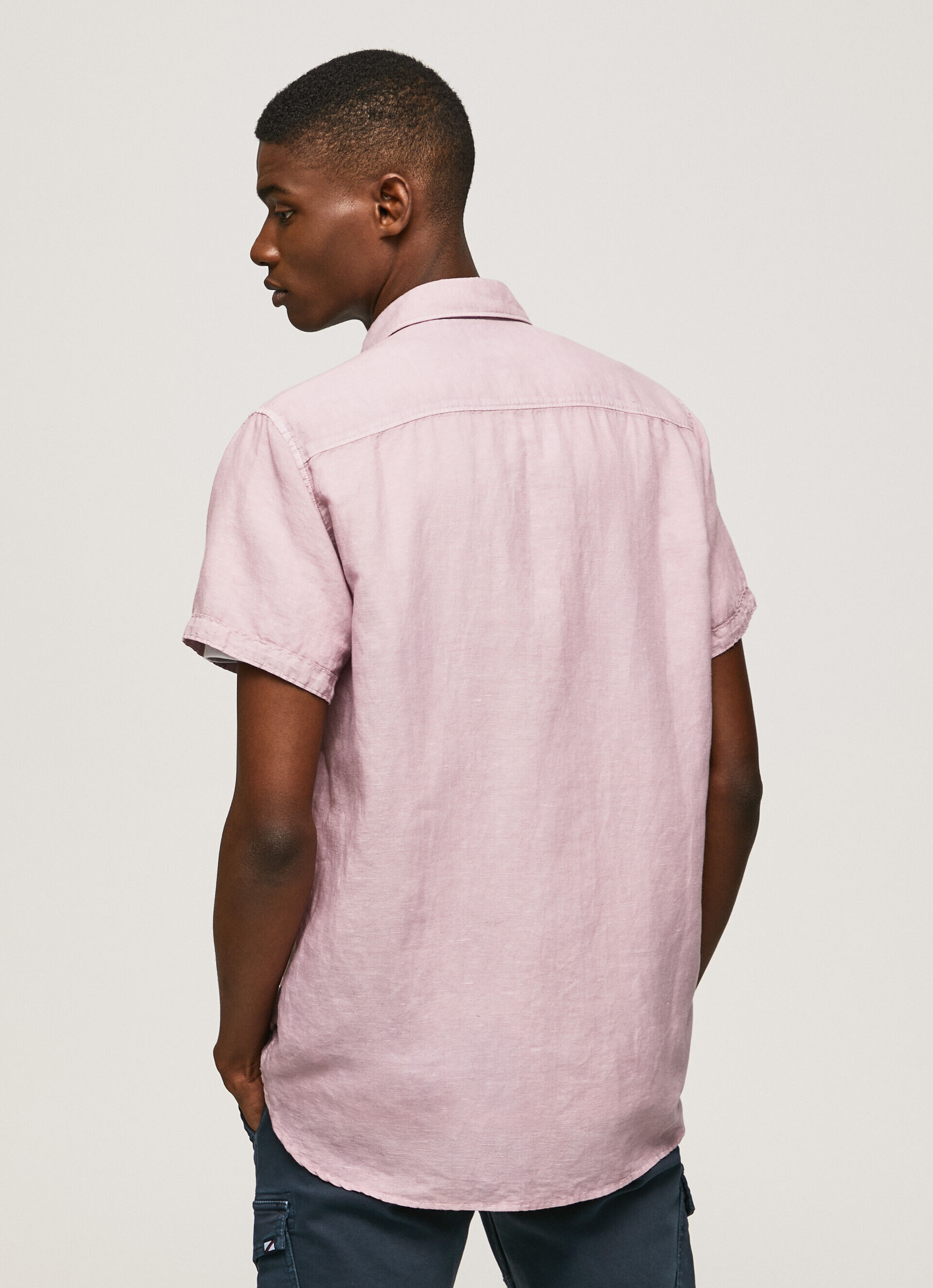 Camisa de linho de manga curta Parker - rosa claro