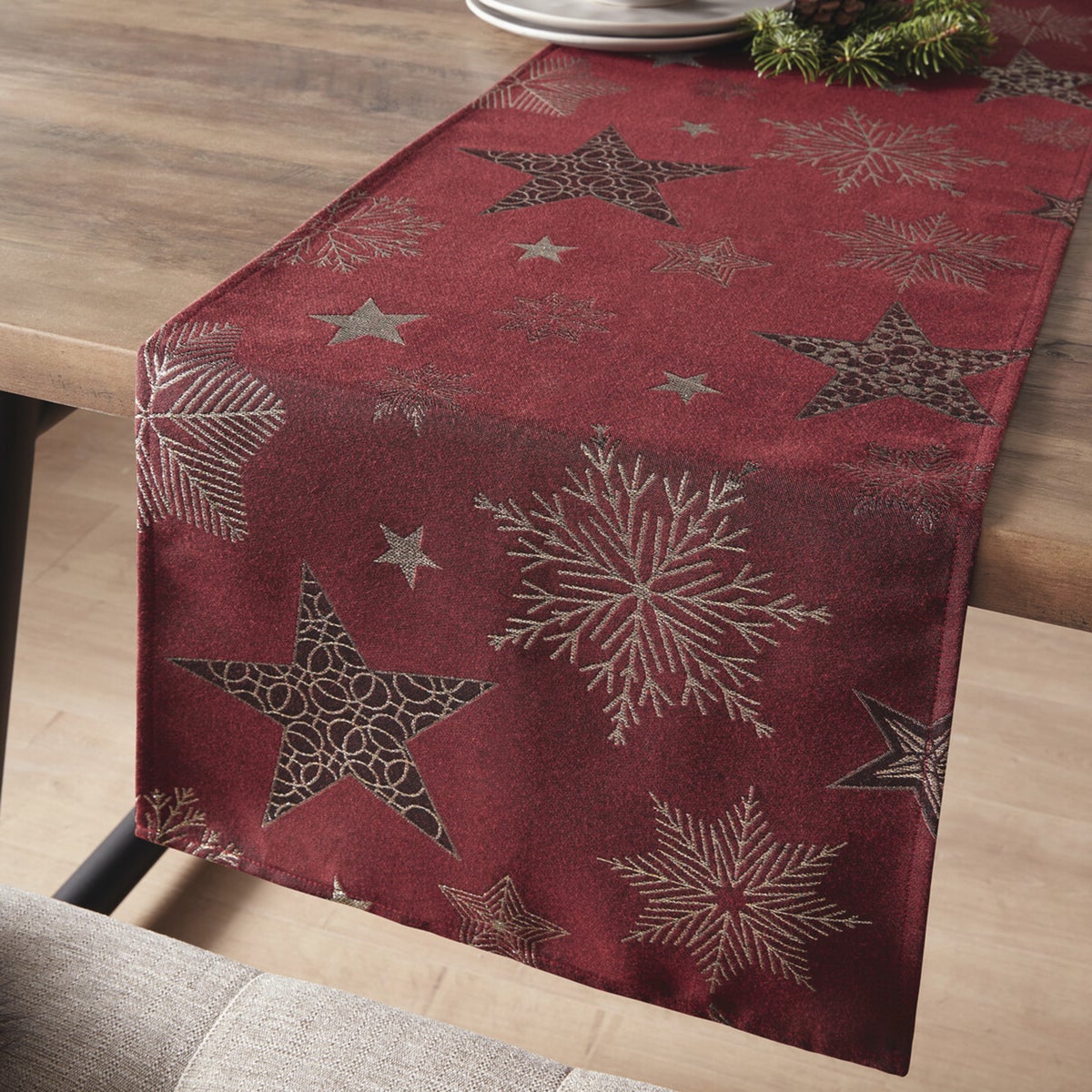 FRANK FLECHTWAREN | Sparkling Stars Tafelloper, POLYESTER, 40 x 140 cm