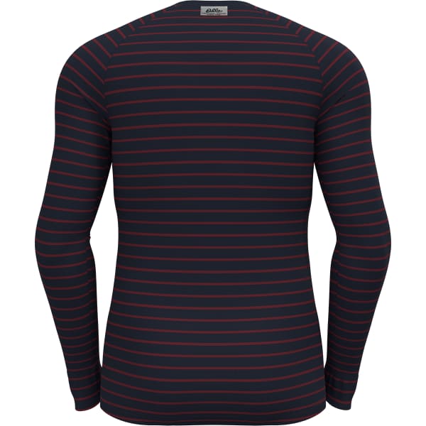 T-shirt thermique ODLO CREW NECK LS ACTIVE WARM ORIGINALS ECO STRIPES DARK SAPPHIRE/SUNDRIED TOMATO