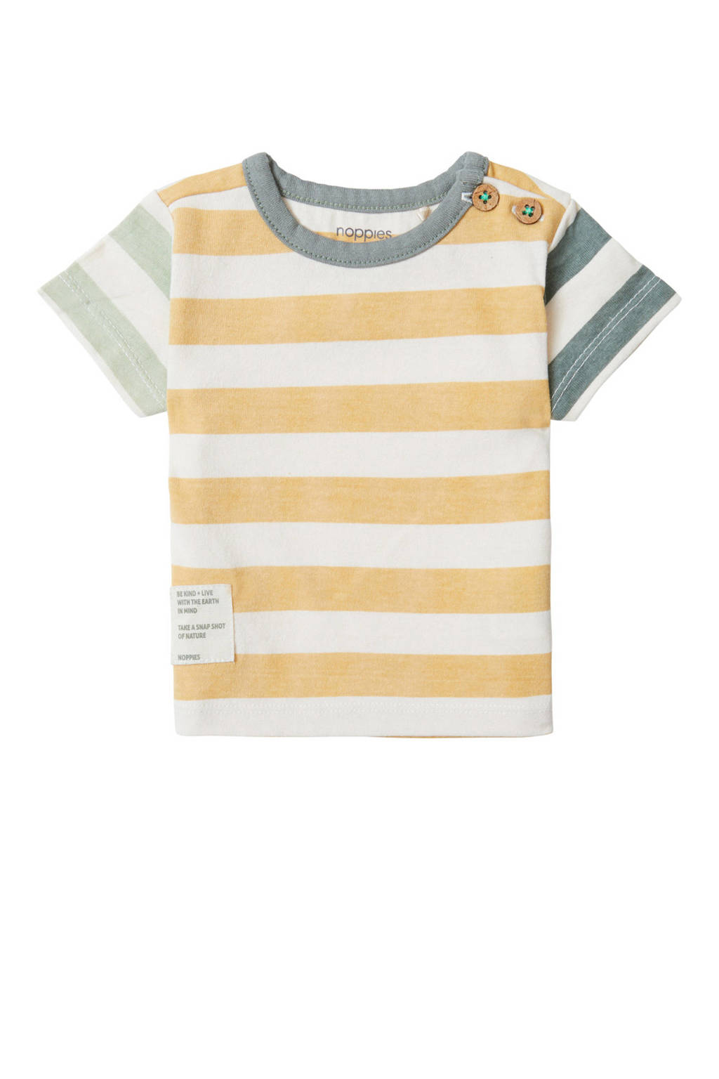 Noppies baby gestreept T-shirt Lake geel
