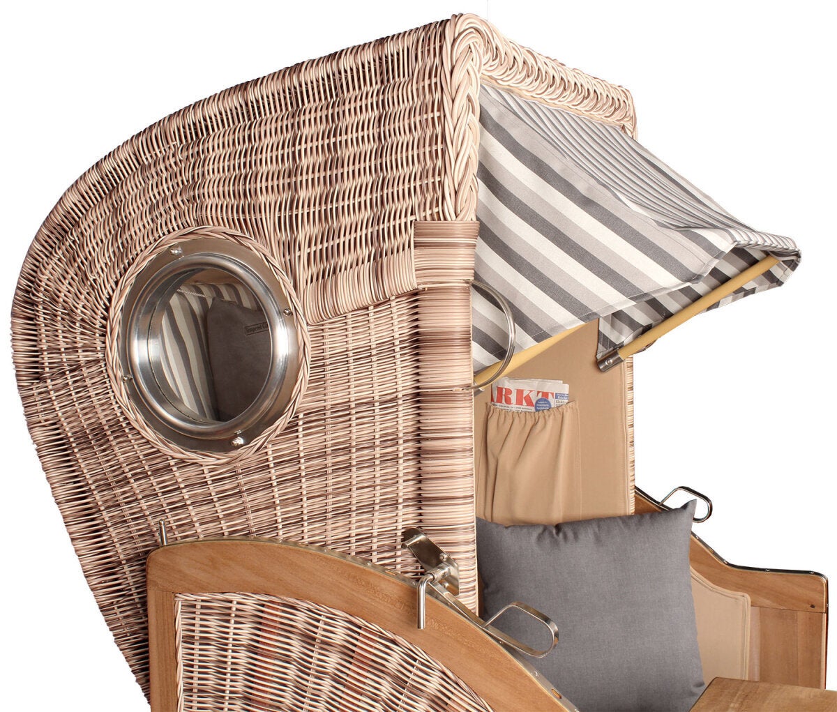 Strandstoel Rantum enkele patrijspoort teak PE schelp design 545