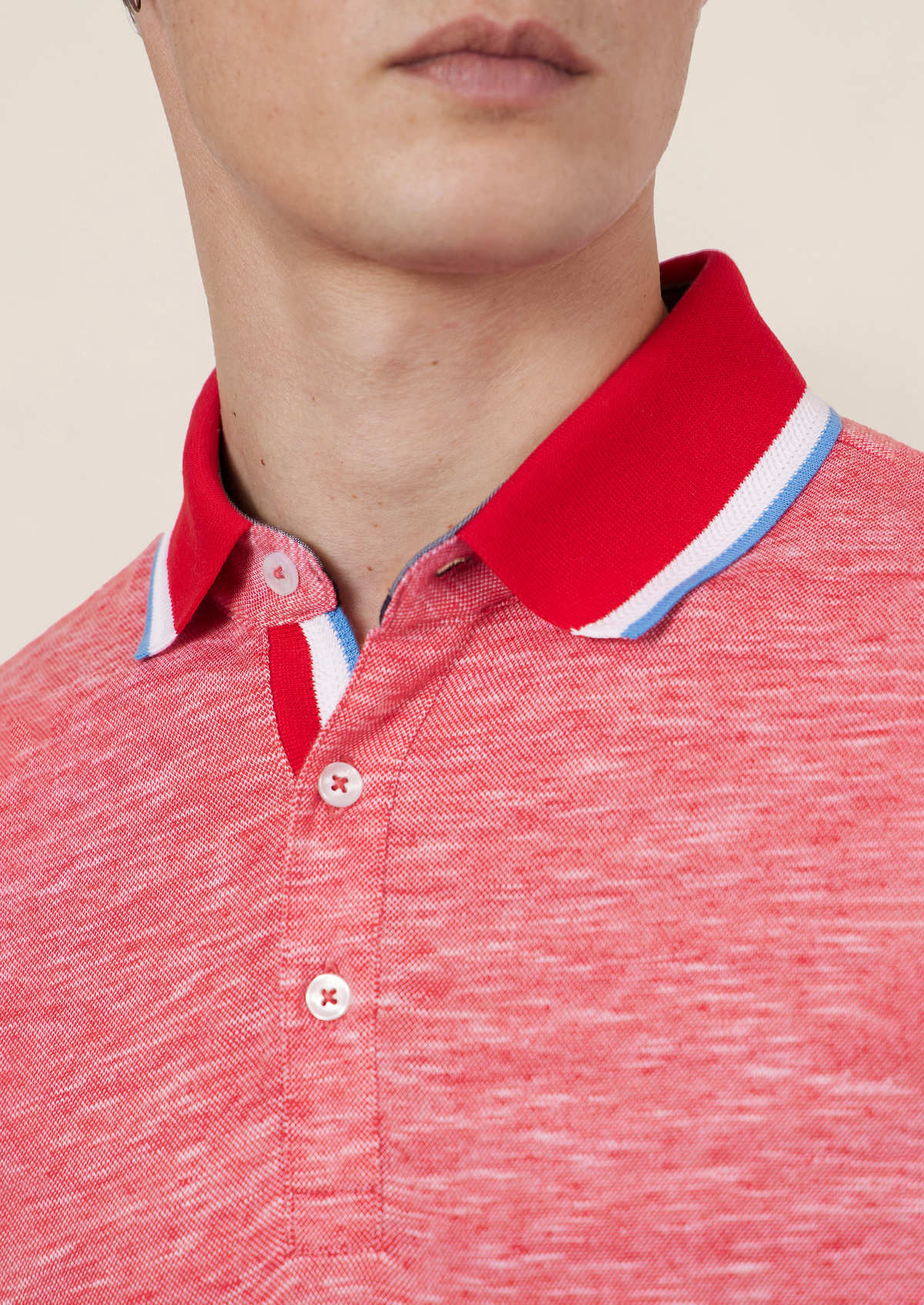 Polo manches courtes Slim en coton et lin unis rouges