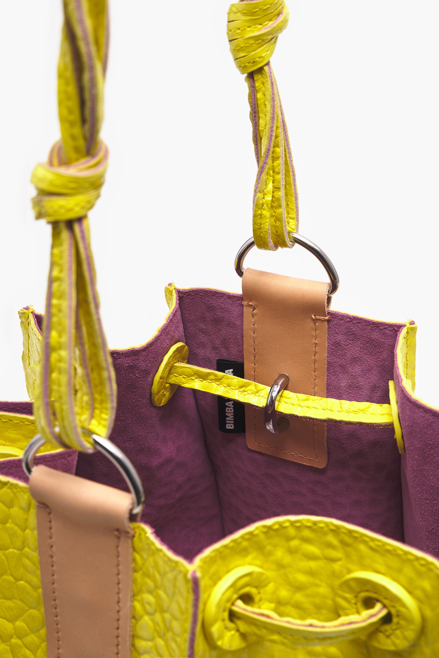 Bolsa de couro amarela tamanho M