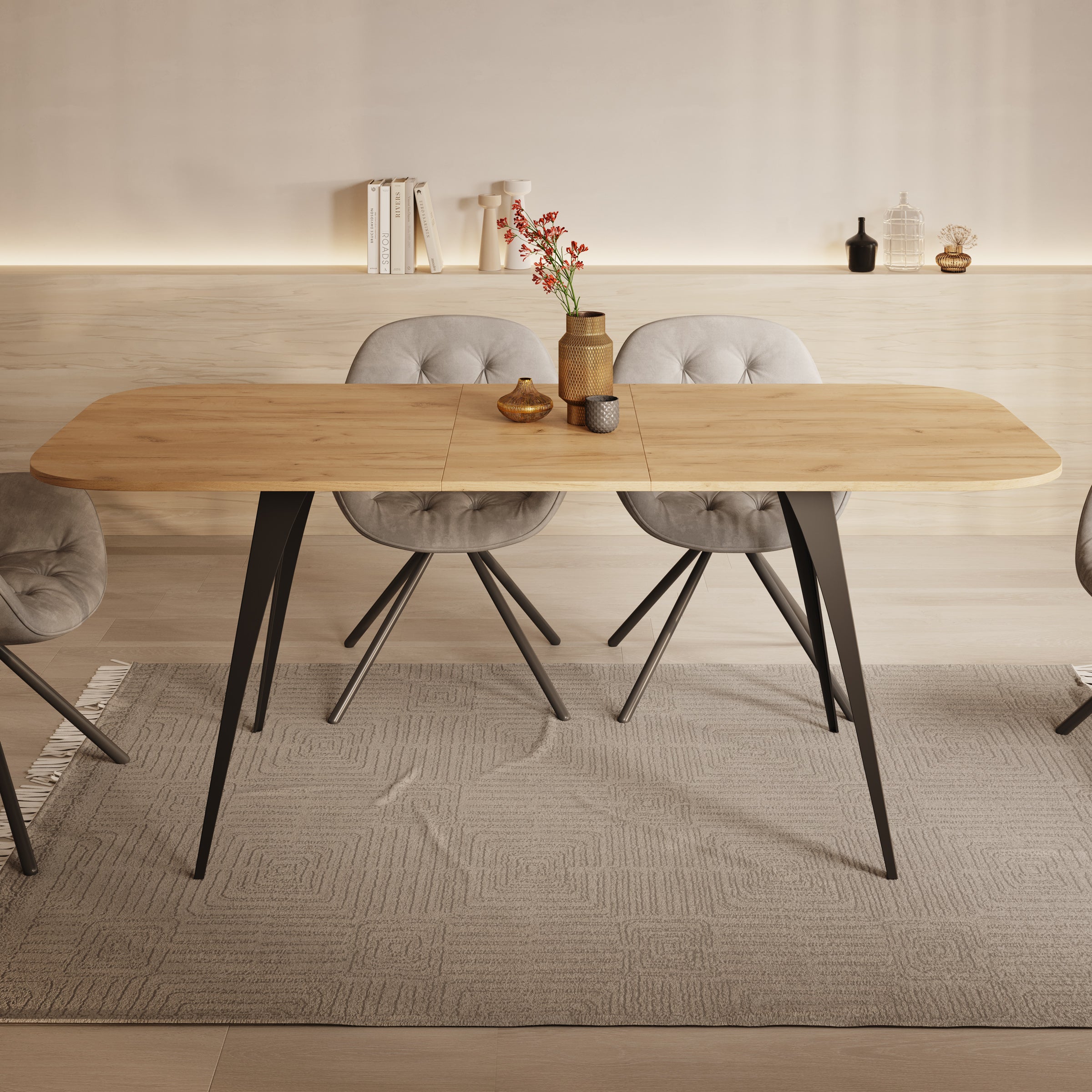 Flix - Eetkamertafel - Eiken - Uitschuifbaar - 160x90x76 cm