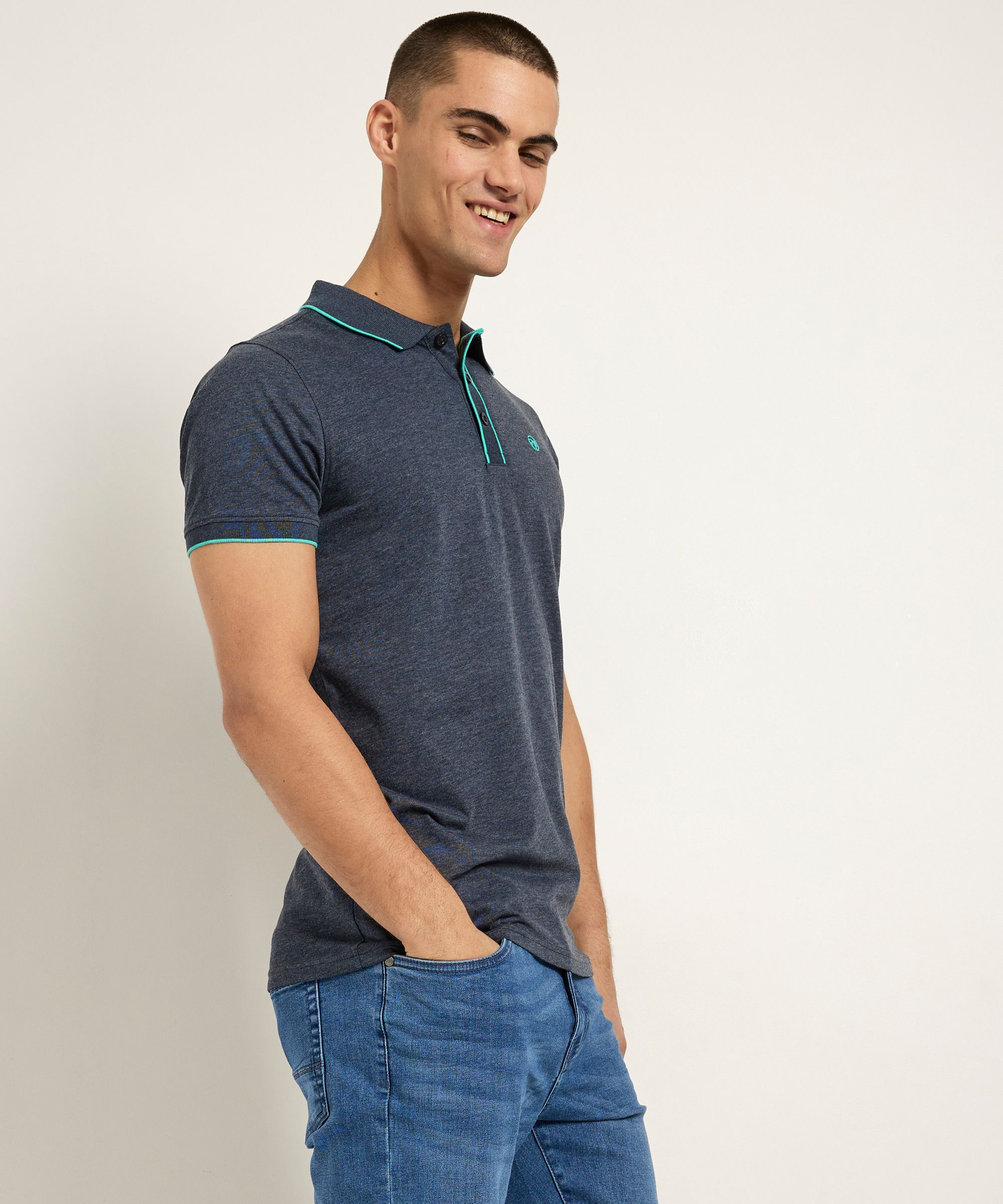 polo met contrast naden