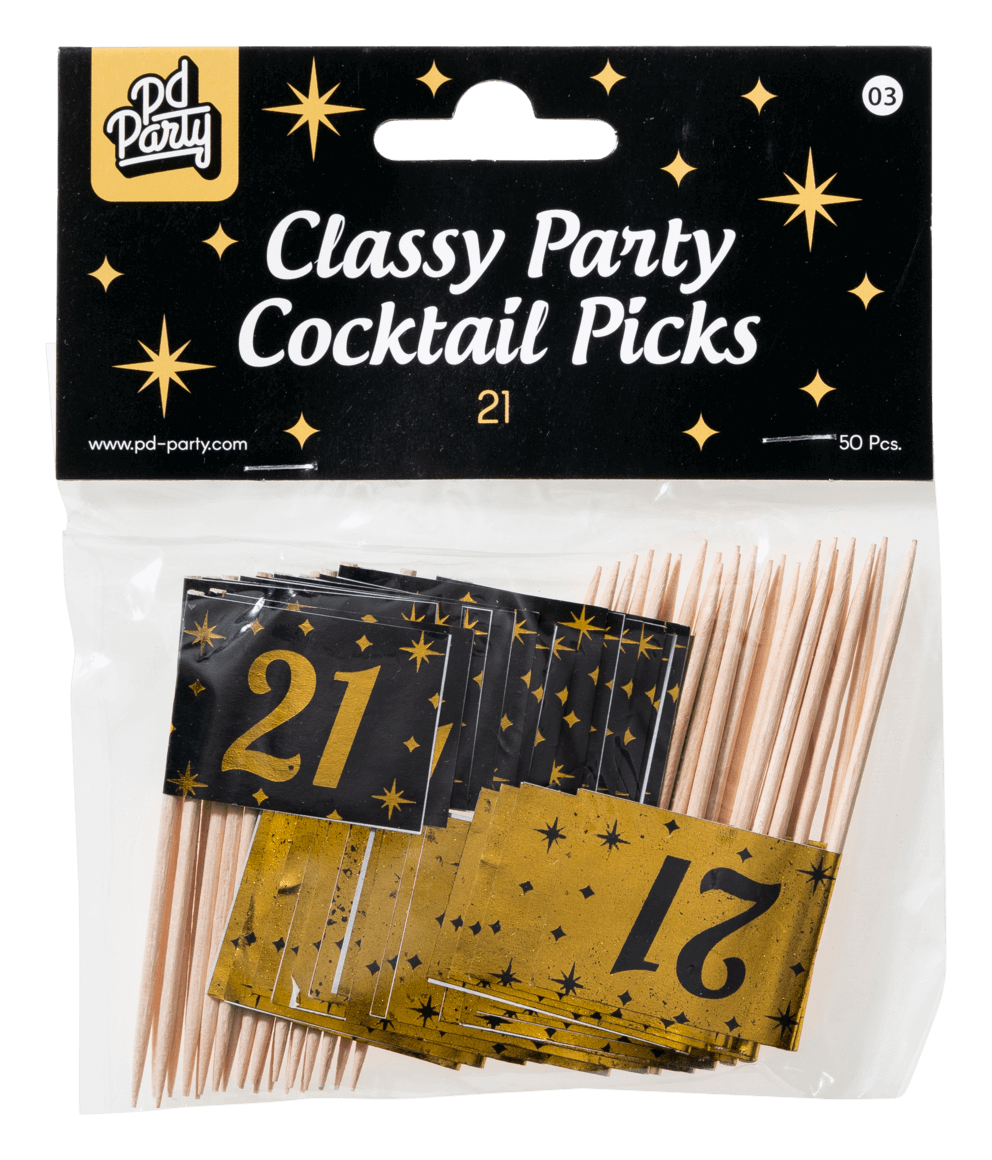 Cocktailprikkers 21 Jaar 6,5cm 50st