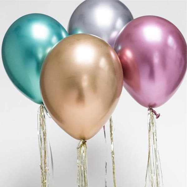 10x glanset perle oppblåsbar krom ballonger metallic lilla