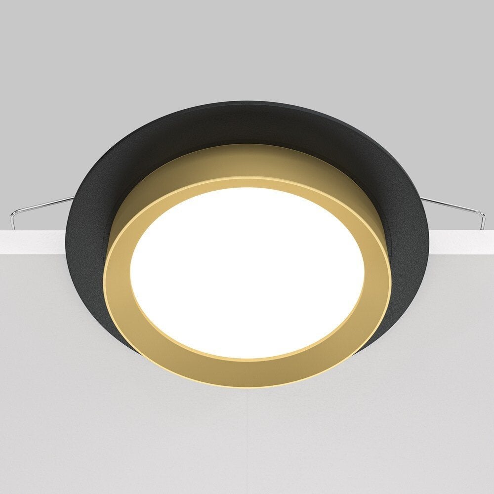 Hoop inbouwplafondlamp in zwart en goud GX53 rond