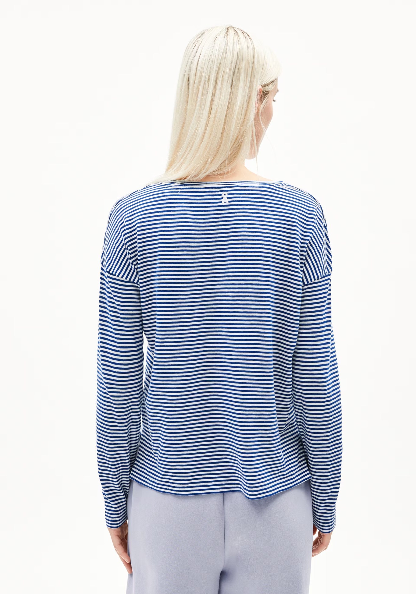 Armedangels Longsleeve Xianaa Lovely Stripes Oatmilk-Lapis Blue