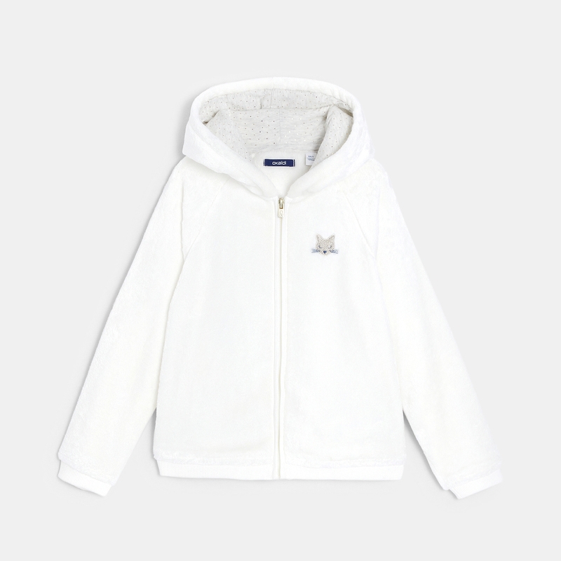 Sweat à capuche en sherpa blanc fille