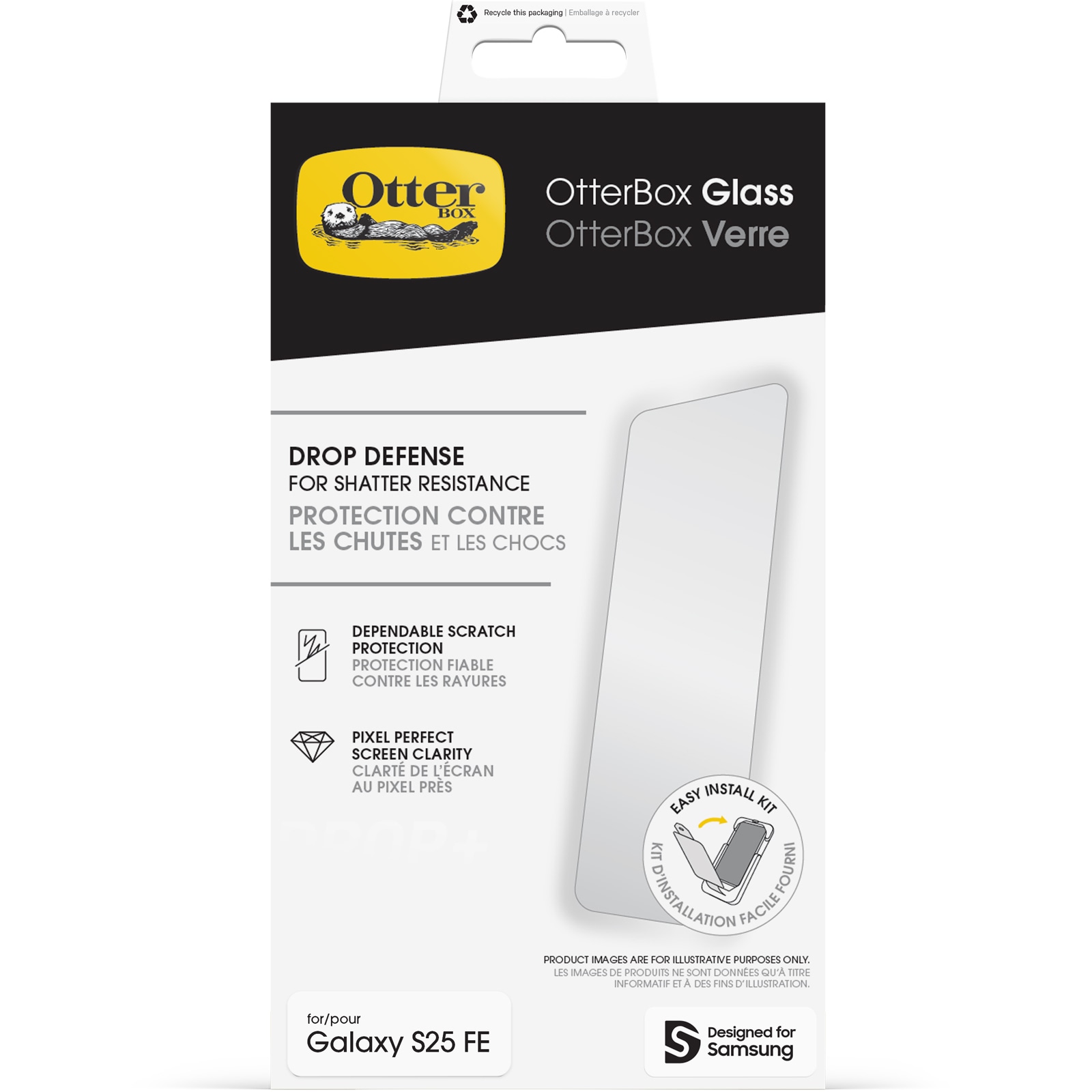 Otterbox Displayschutzglas »Glass« für Samsung Galaxy S25 FE Displayschutzfolie, Schutzfolie, Bildschirmschutz, kratz- & stossfest