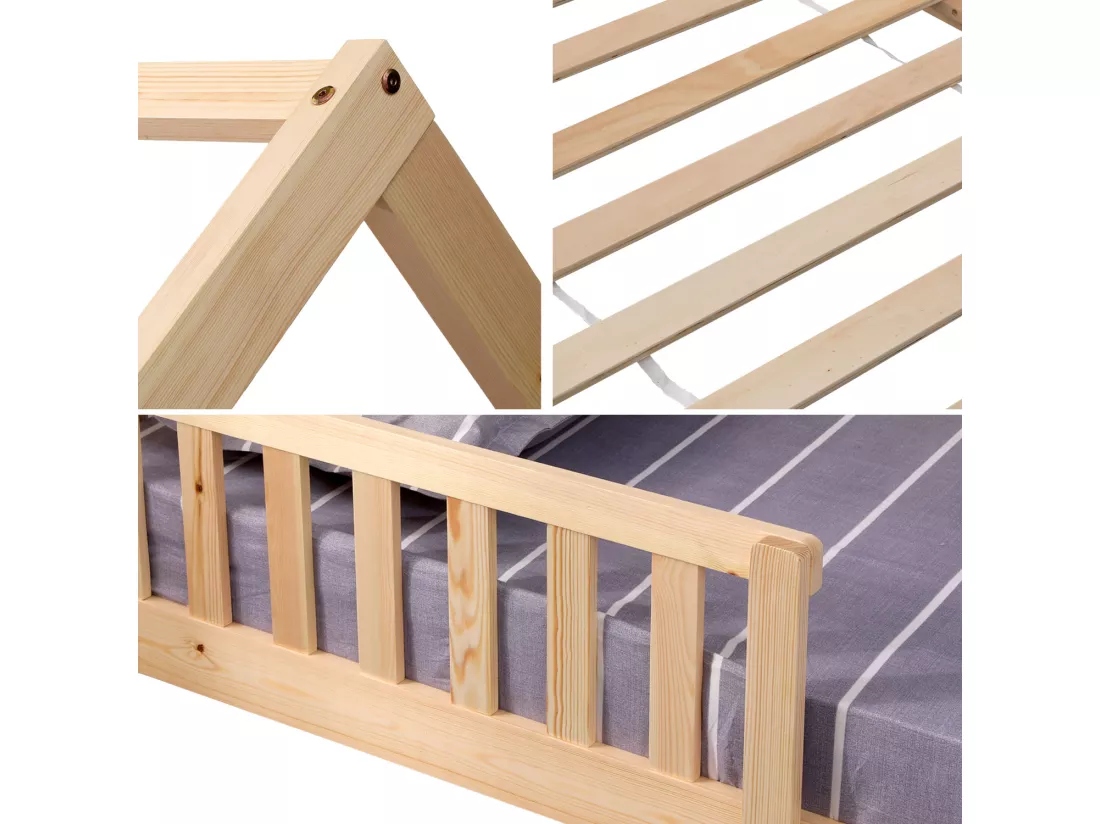 Lit cabane pour enfant 190x90cm en bois MARCEAU - HAPPY GARDEN