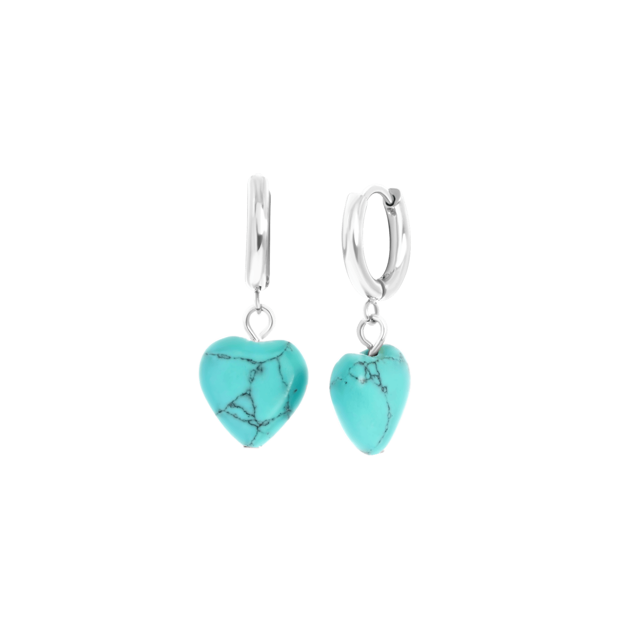 Stalen oorbellen met hartje turquoise