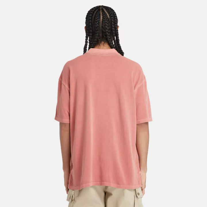 Polo court teint en plongée pour homme en rouge