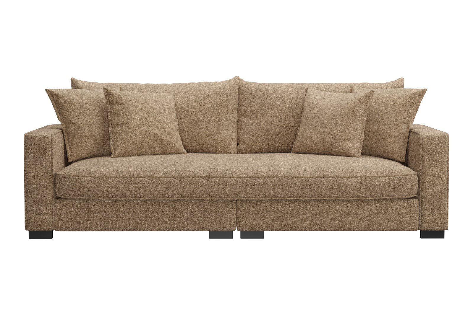 Rossi 3-seter sofa (1 setepute) Tekstil Beatto 1012 Brown, arm B med sorte ben. Std. Komfort.