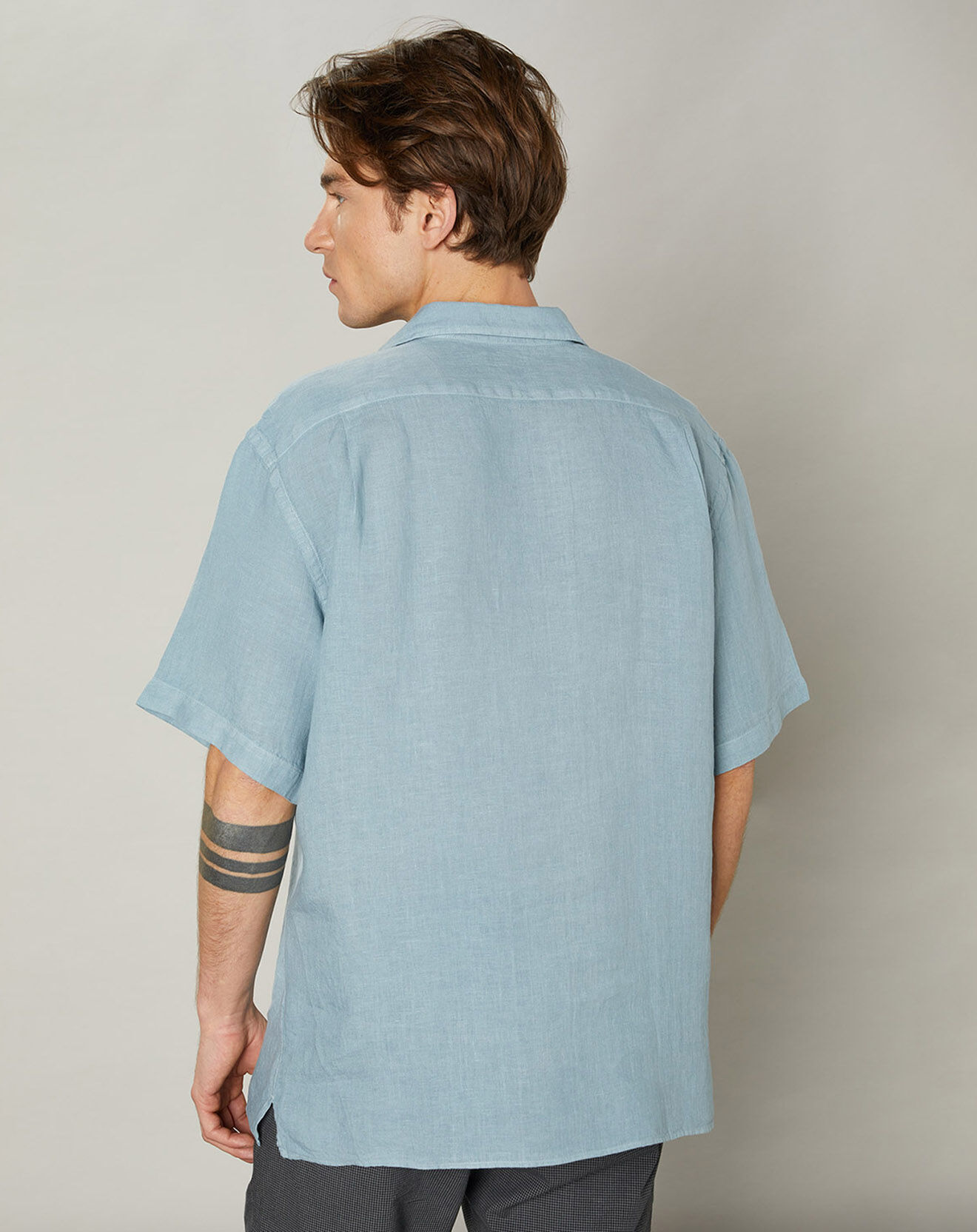 Hartford Chemise regular 100% Lin Palm Pat oyster