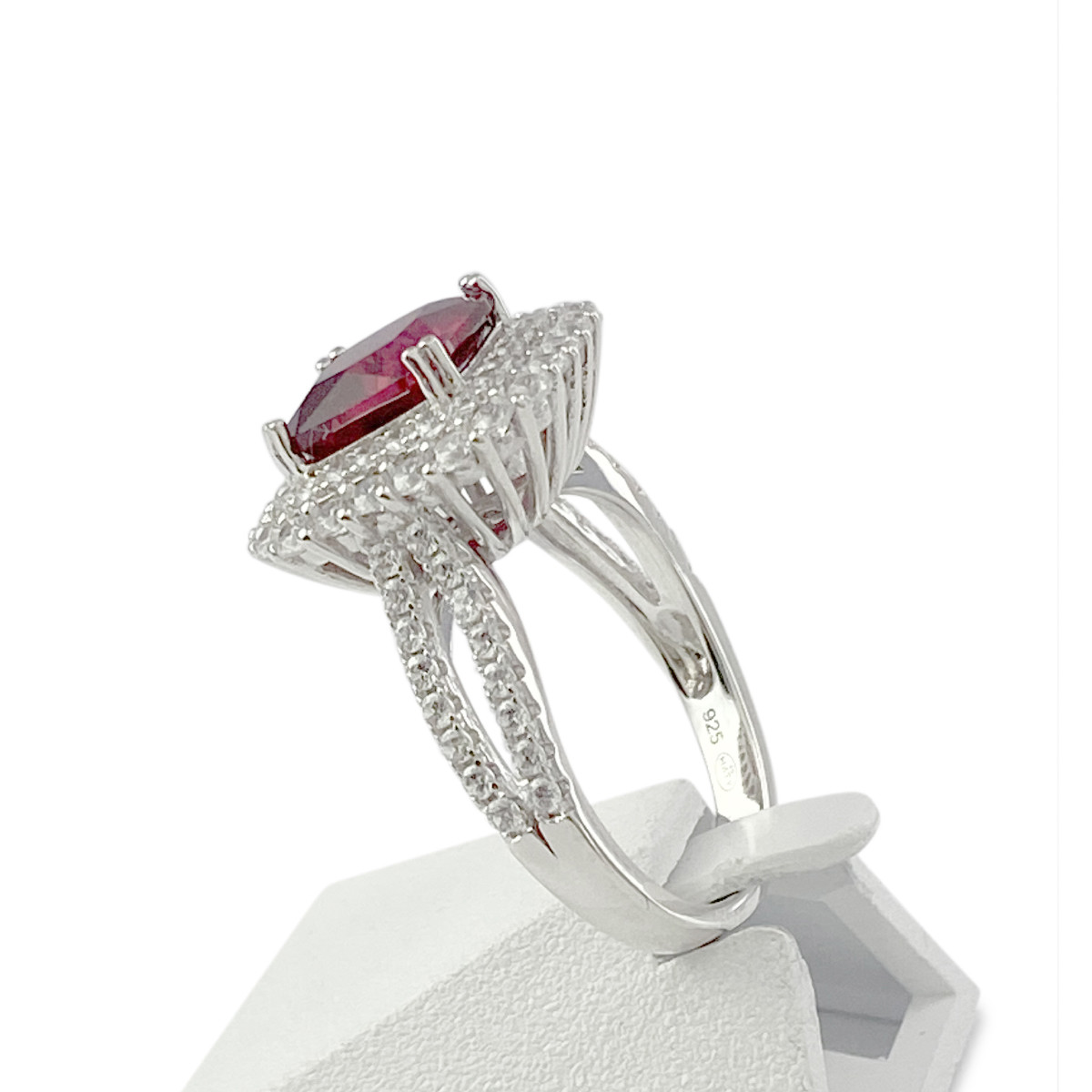 Bague d'occasion argent 925 zirconias rouge et blancs