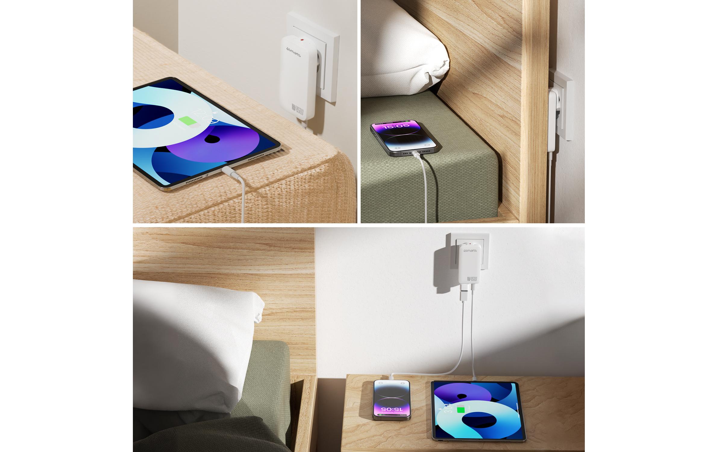 Netzladegerät FlatPlug Slim Dual 45W GaN 2C, weissNetzladegerät FlatPlug Slim Dual 45W GaN 2C, weiss,
