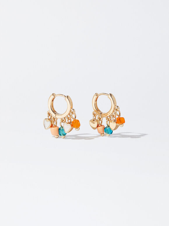 Brincos de argola com corações - Multicoloridos