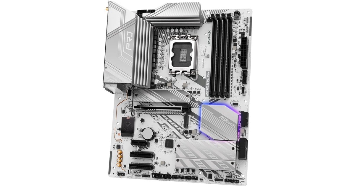 ASRockZ890 Pro RS WiFi White socket 1851 moederbord  (Wit, RAID, 2.5 Gb-LAN, Wi-Fi 6E, BT, Sound, ATX)