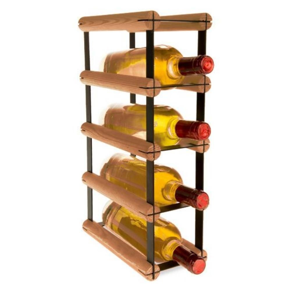 PROREGAL Modulair Wijnrek Vinotega Mod Metaal HxBxD 42,5 x 12,5 x 24,5 cm 1 x 4 Flessen Massief grenenhout Bruin Geolied