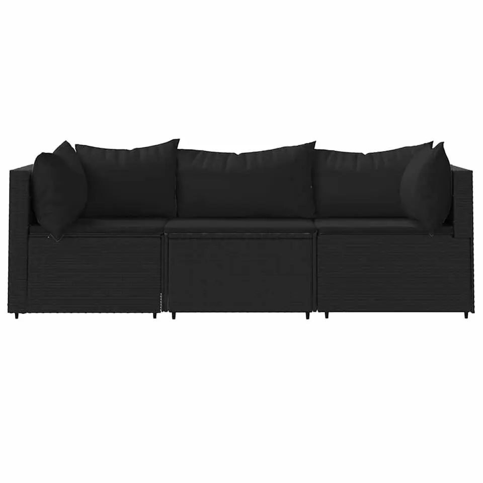 vidaXL - Loungeset - Zwart - Poly rattan